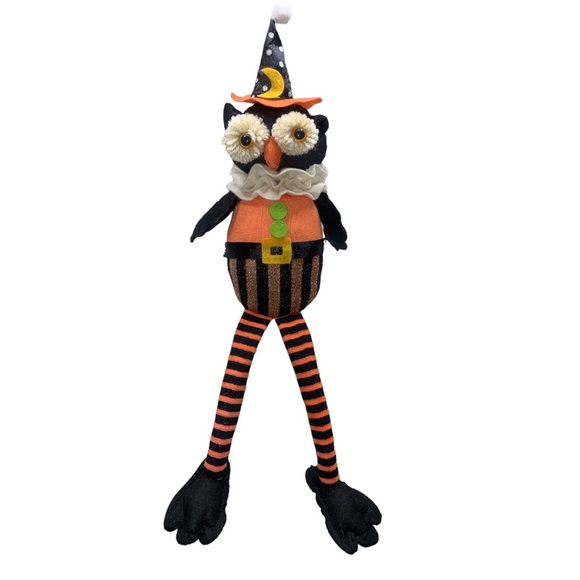 Halloween Owl clown shelf sitter 19" long weighted bottom dangling legs - Picture 3 of 13